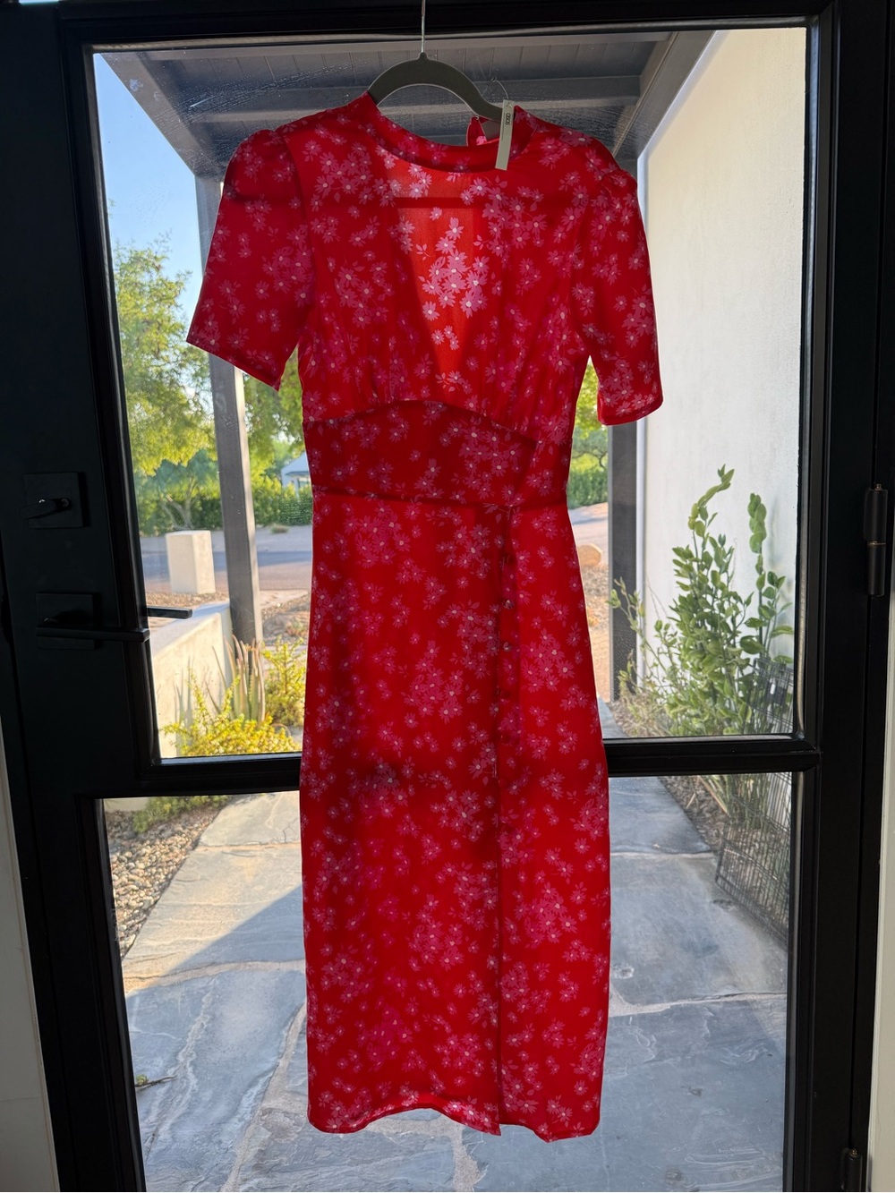 Red Floral Midi Dress - Brand Unspecified